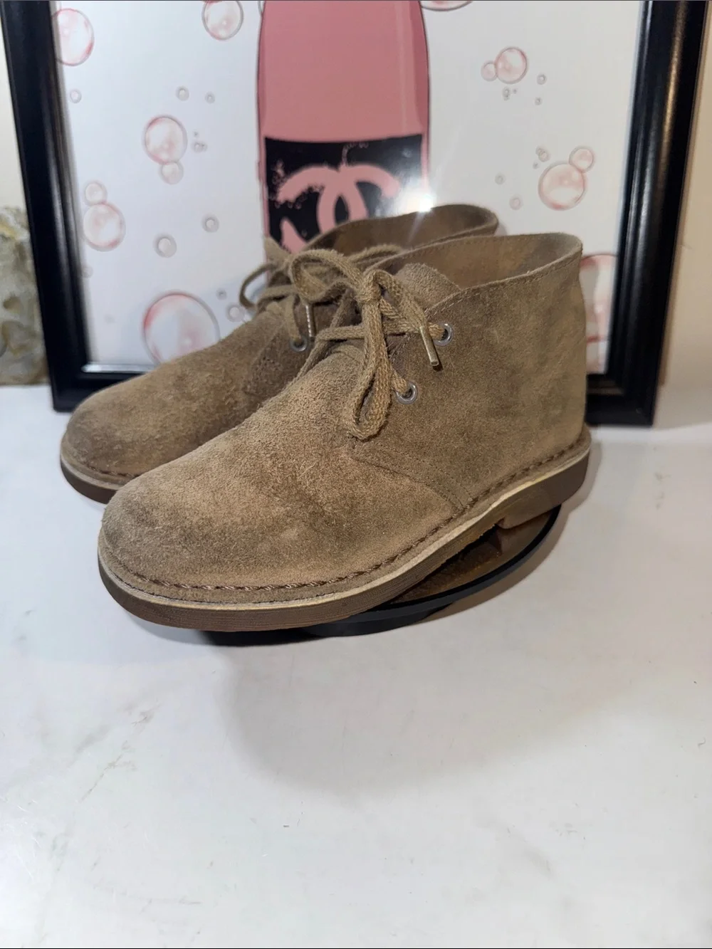 Clarks Originals Kids Leather Taupe Desert Boot - Size 11.5M/W